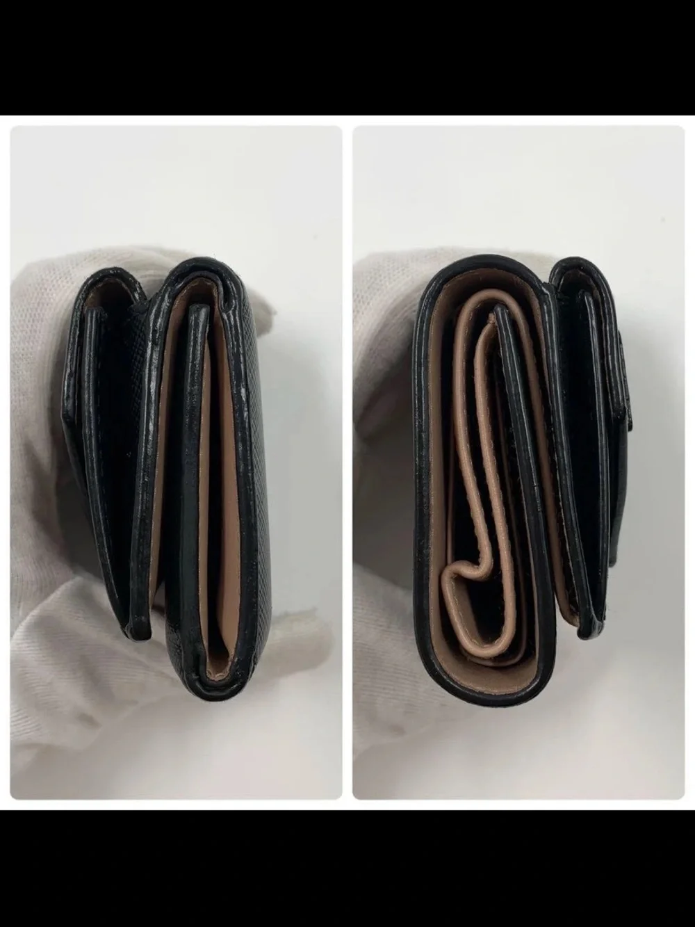 Prada Black Wallet with Beige Bow Accent